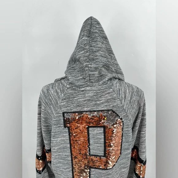 Victoria secret pink sequin logo cozy zip up hoodie M casual everyday campuswear - Picture 5 of 16